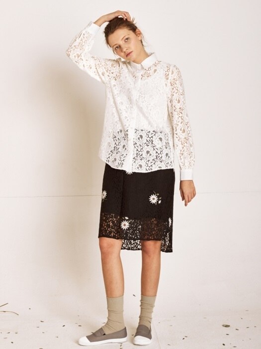 Flower lace blouse_WHITE