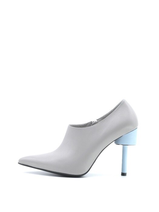 ODD HEEL 100 BOOTIES IN GREY AND BABY BLUE LEATHER