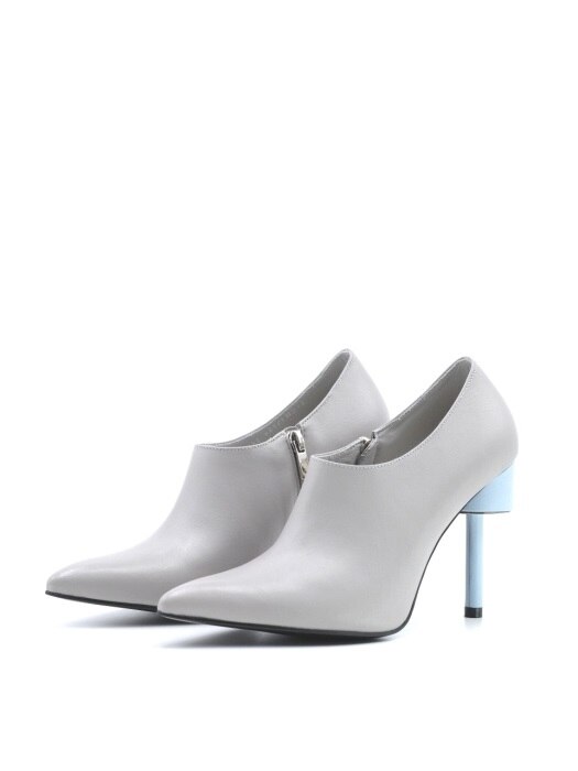 ODD HEEL 100 BOOTIES IN GREY AND BABY BLUE LEATHER