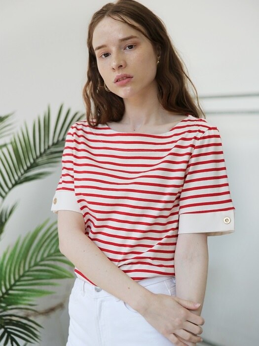[리퍼브상품] Short Sleeve Stripe T_Red