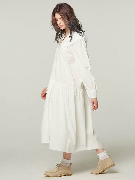 Oganza lace long dress #white