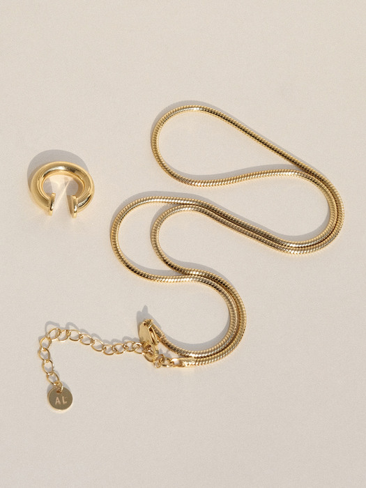 [SET] Basic Earcuff + Bold Line Necklace (silver925)(2color)