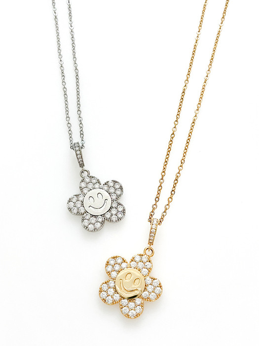 Smiley Flower Necklace (2color)