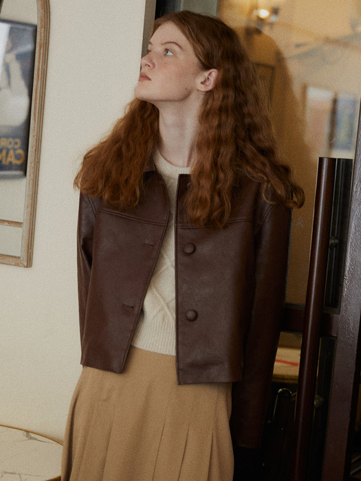 [SET] Eco Leather Crop Jacket + Mini Skirt