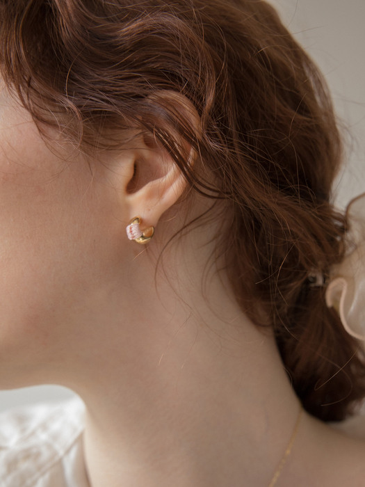 Color point mini curve gold earring (4colors)