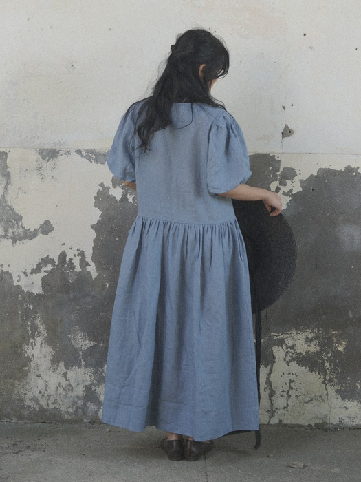 Maggie button dress - classic blue 매기 버튼 드레스