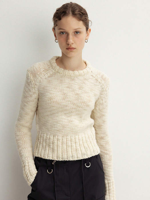 wool slub knit pullover (ecru)
