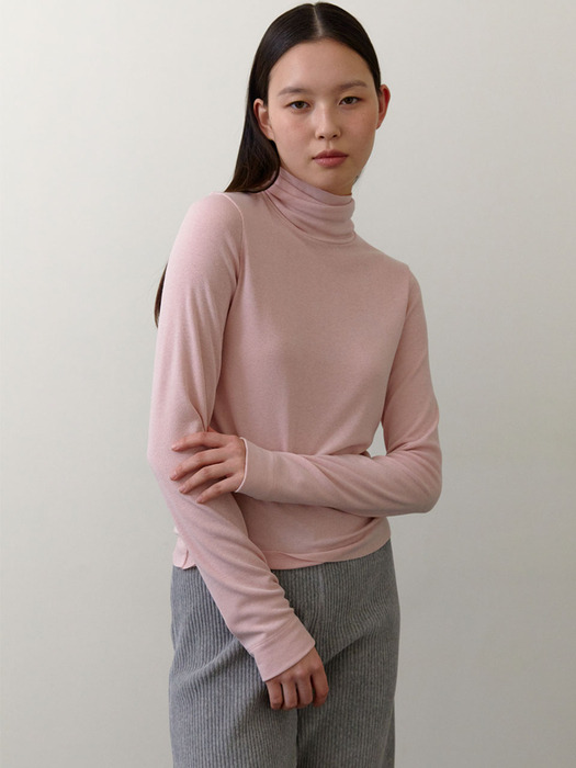 Classic Turtle neck T-shirts (Light pink)