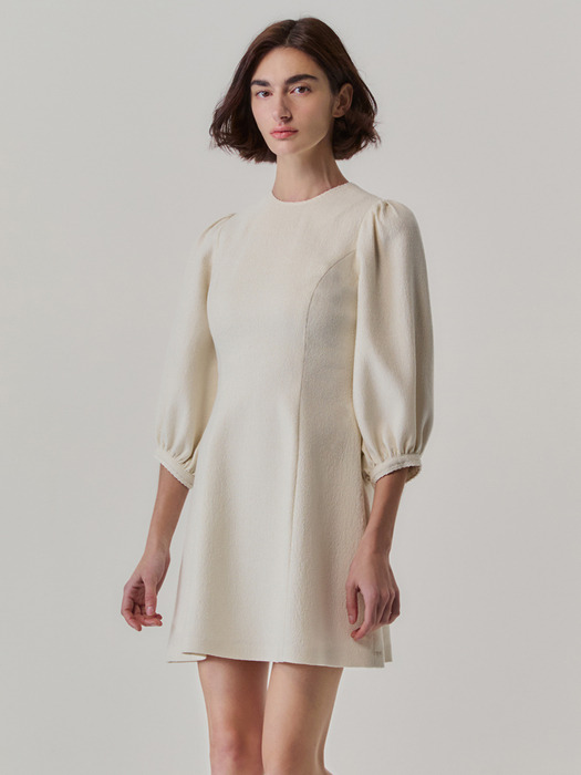 Glitter Wool-tweed Dress_Ivory