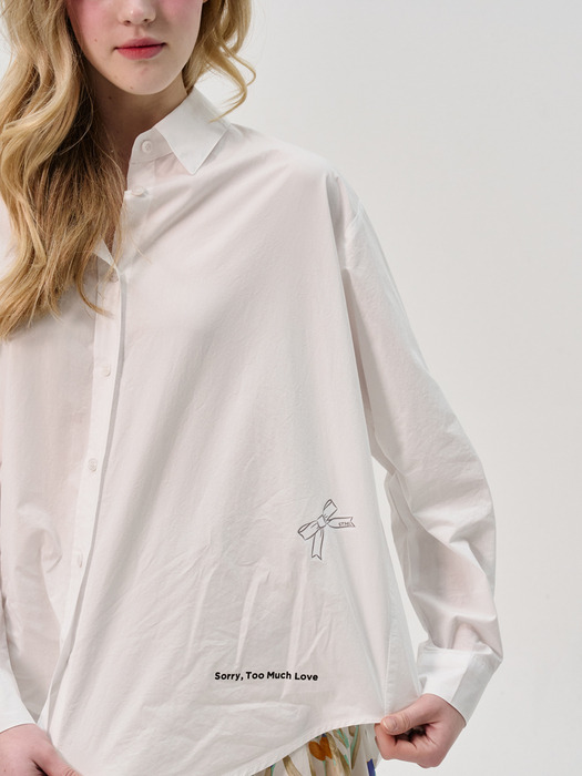 Logo Cotton Semi Ovefit Shirt_White