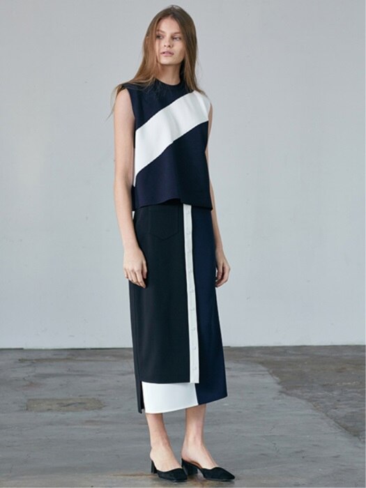 17SS COLORBLOCK WRAPPED SKIRT