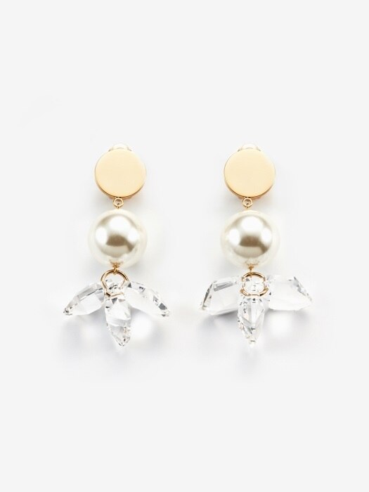 crystal flower and pearl earrings
