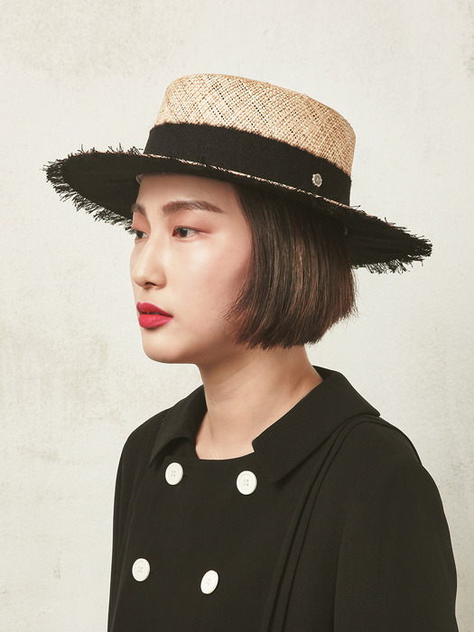 Tweed boater hat - Linen black