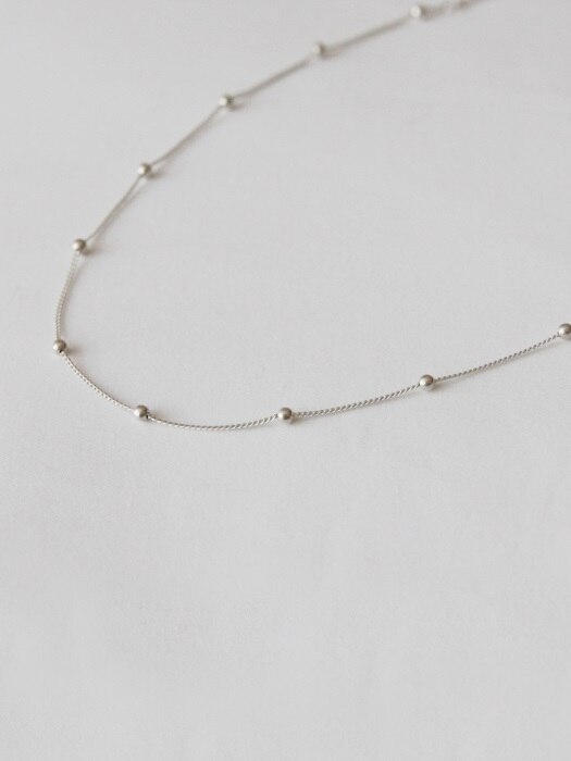 silver ball chain choker & necklace 中