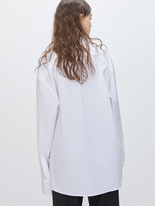 OVERSIZED MANDARIN COLLAR SHIRT - WHITE