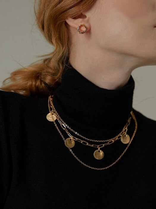 Matt medal chain - necklace & braclet [ 2 piece ]