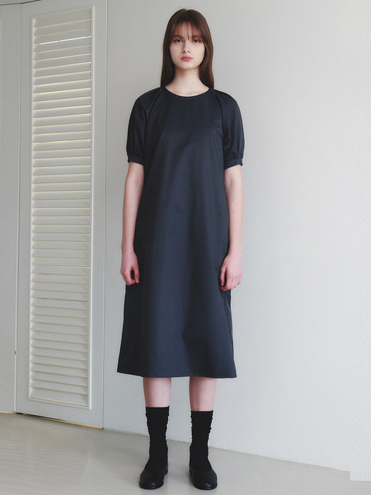Pintuck Long Dress - Charcoal