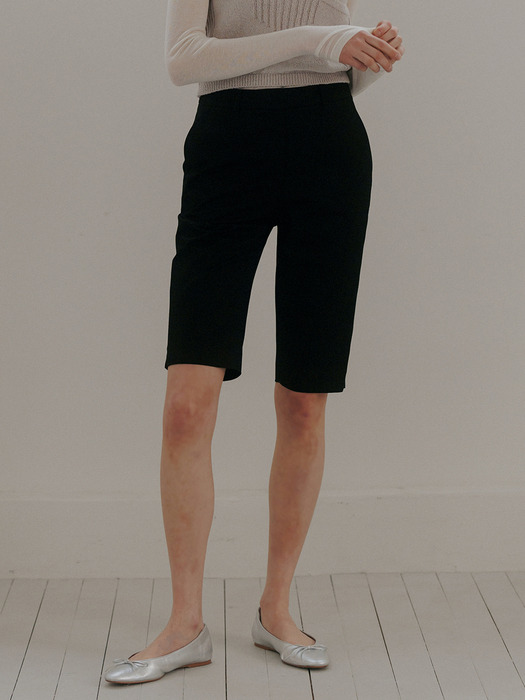 half length cotton pants (black)