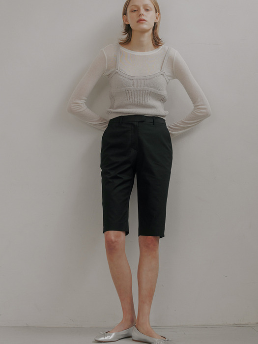 half length cotton pants (black)
