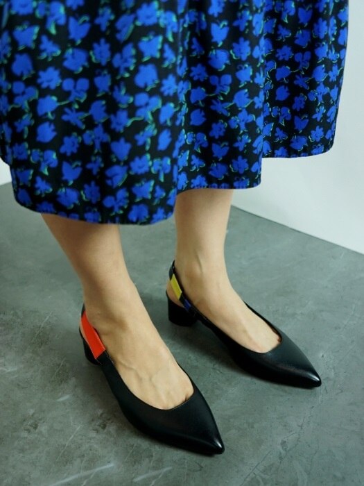 40 LOW HEEL SLING BACK IN THREE PRIMARY COLORS AND BLACK LEATHER 