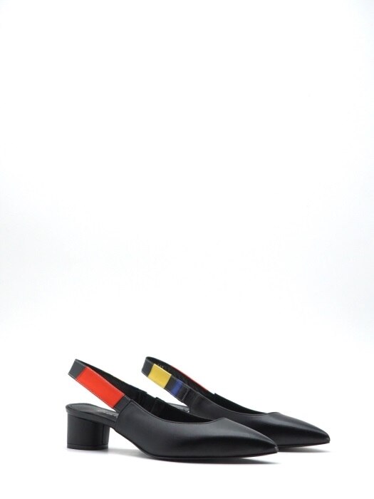 40 LOW HEEL SLING BACK IN THREE PRIMARY COLORS AND BLACK LEATHER 