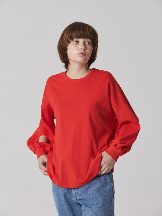 HOLE SLEEVE T - RED