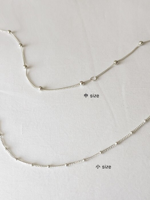silver ball chain choker & necklace 小