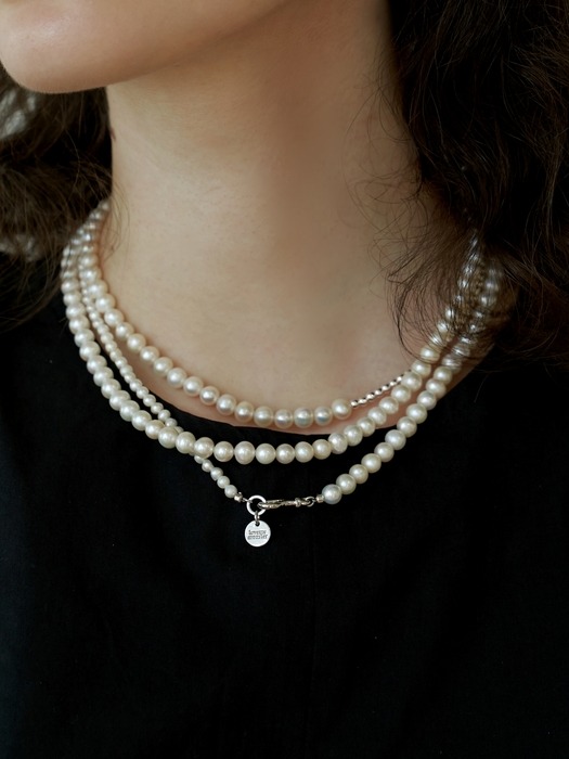 Pearl & Hematite Two-Way Long Necklace