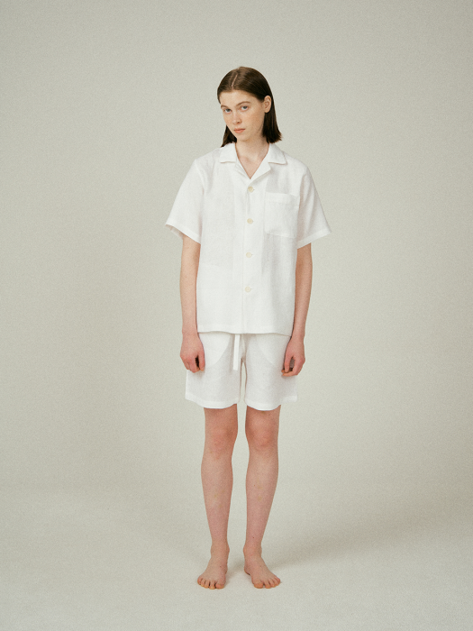 (w) Readymade Pajama Set Linen White