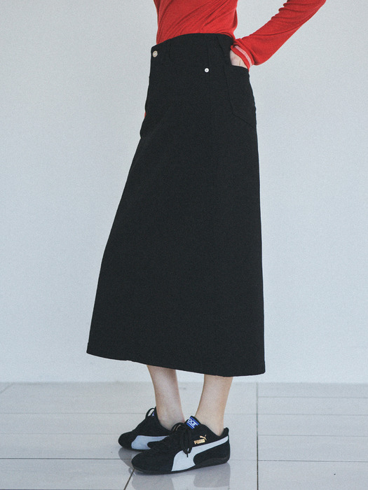 Daily Cotton Long Skirt_CTS604(Black)