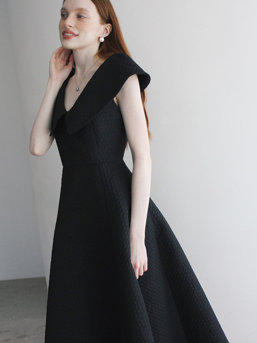 Andrea jacquard long dress (Black)