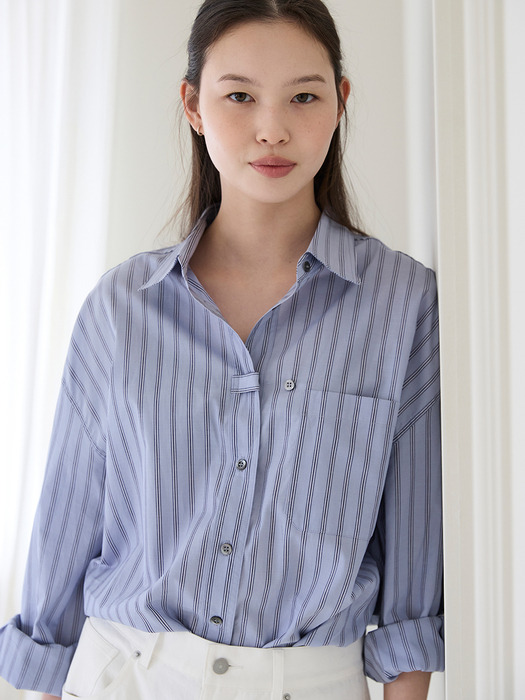 Button Stripe Shirts_BLUE