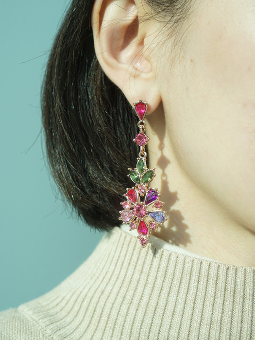 drop pentagon flower earrings