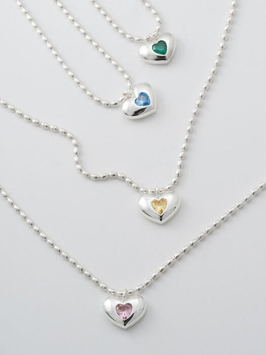 [단독](SILVER925) Heart Cubic Petit Plump Heart Necklace NZ2021(6Colors)
