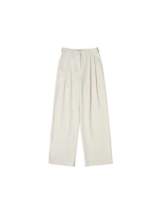 SIPT7068 Two tuck wide chino pants_Ivory