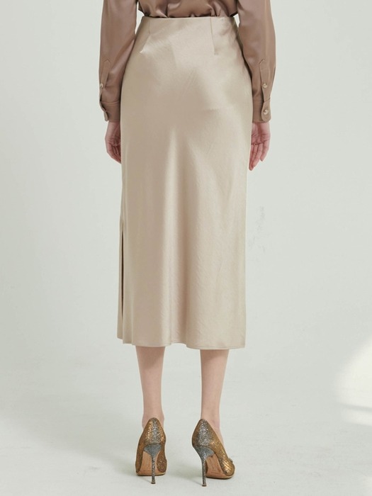 Gisele Satin Side Slit Skirt [Champagne Gold]