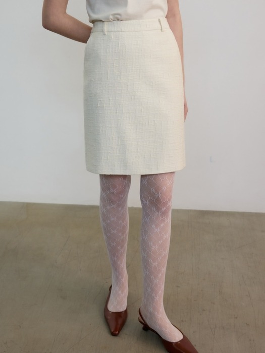 Classic Tweed Midi Skirt Cream (JWSK4E905IV)