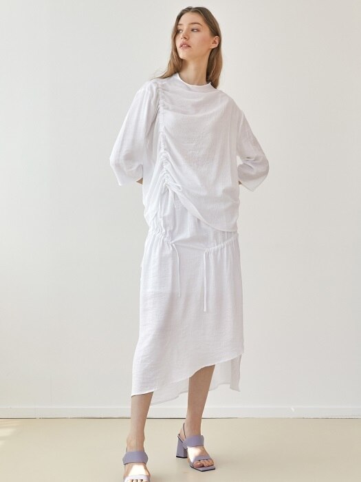 [단독]Shirring long skirt - White