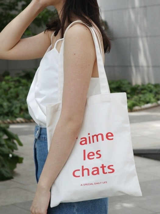 J aime les chats Ecobag Cream Red