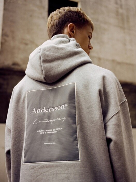 UNISEX ANDERSSON SIGNATURE PATCH HOODIE atb230u(Gray)