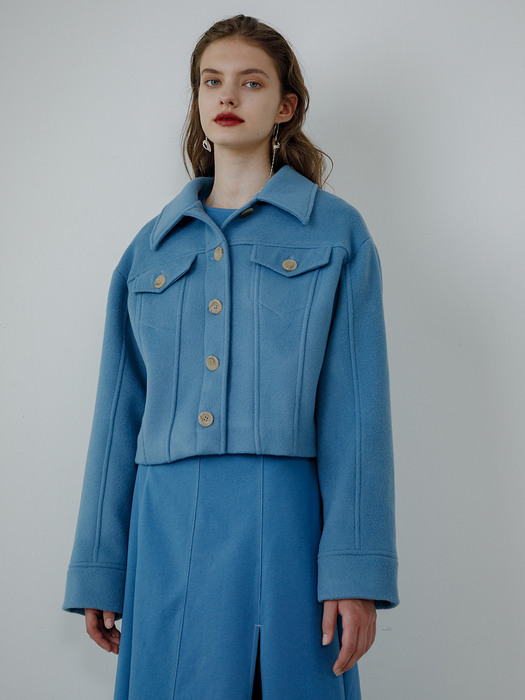 Wool short jacket (blue)