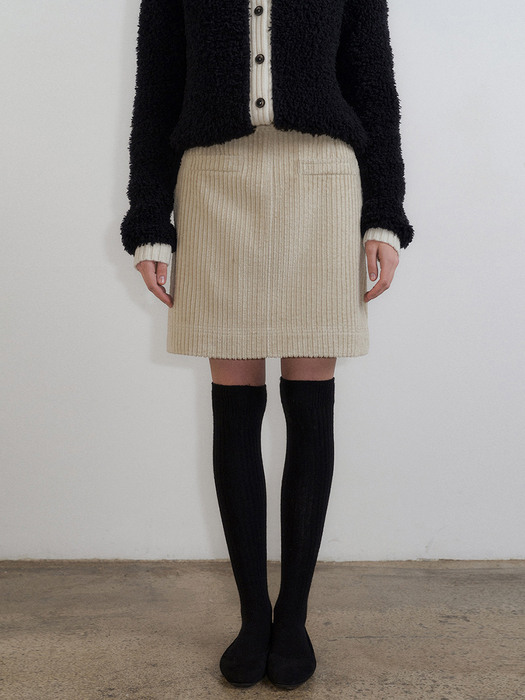 Zelda Corduroy Skirt in Chalk