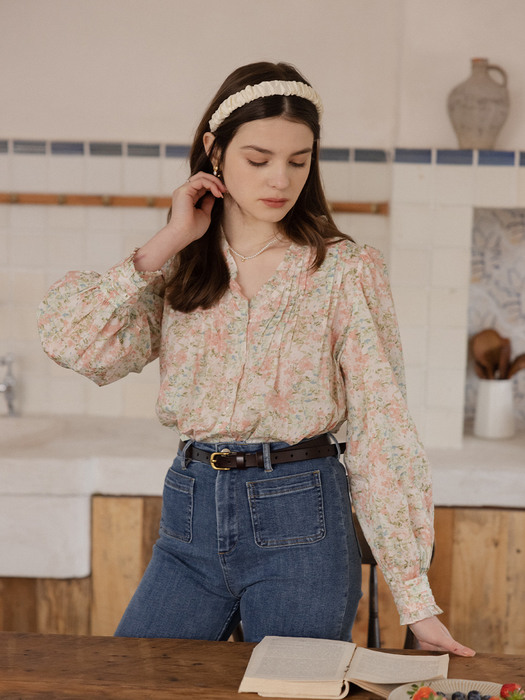 ODILE vintage frill flower shirt_flower