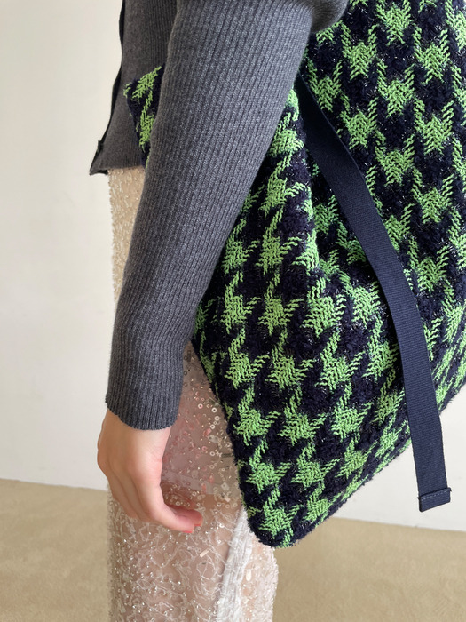 Tweed padding shoulder bag/ green