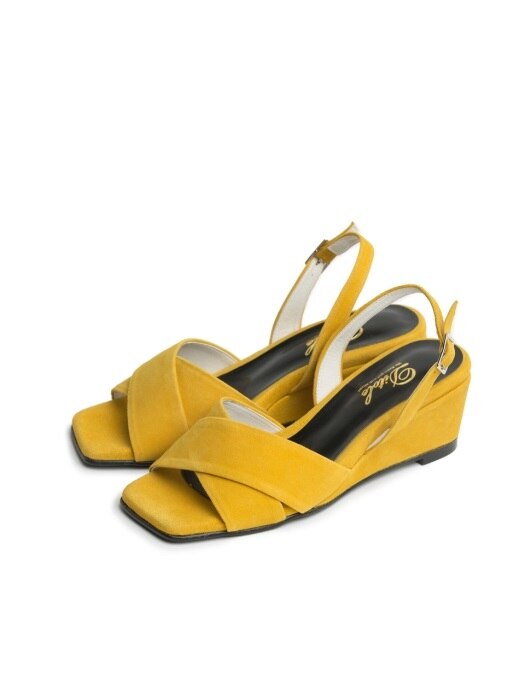  yellow x-strap wedge heel comfortable sandle 