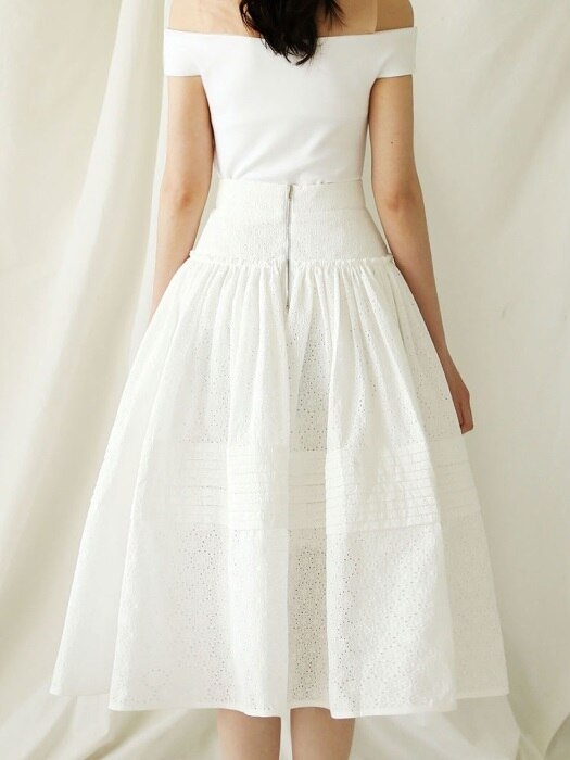 Shirring skirt white