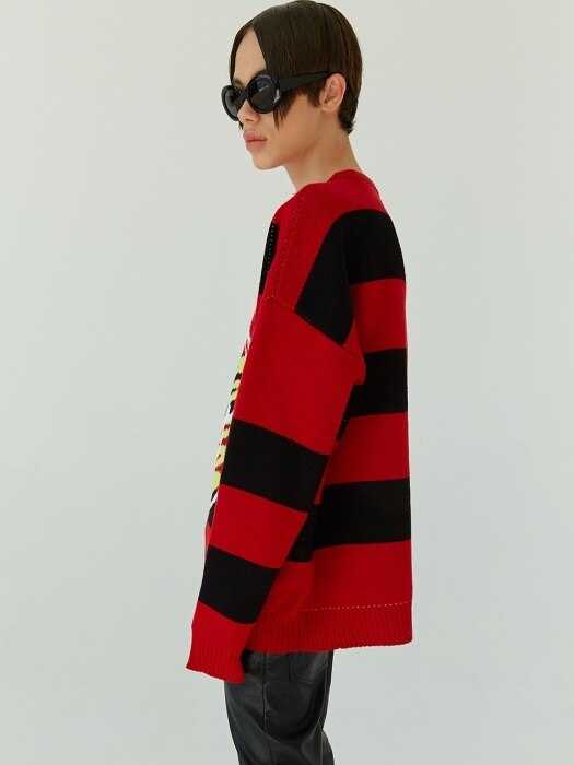 18FW 17 smile stripe overfit knit (red stripe) 