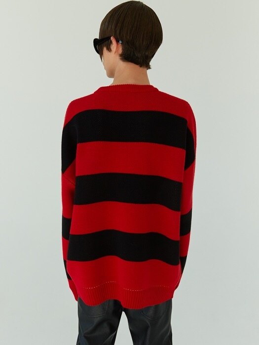 18FW 17 smile stripe overfit knit (red stripe) 