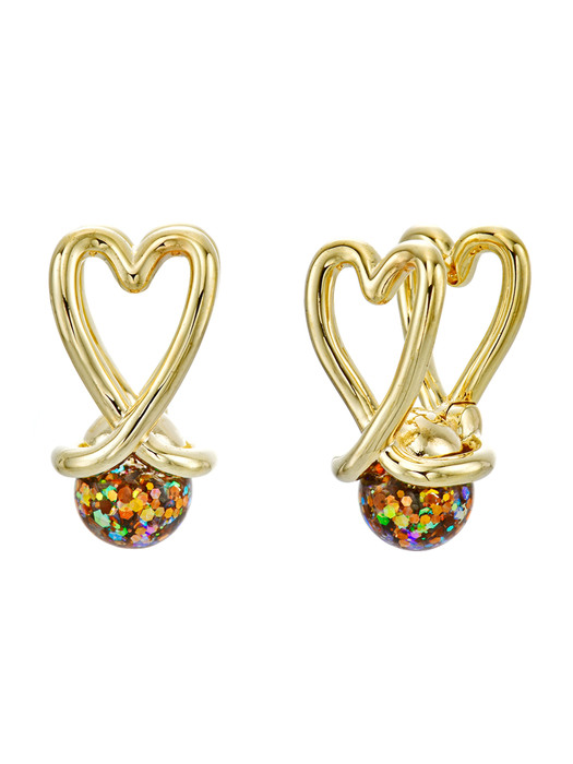 Pretzel Heart Snowball Earrings