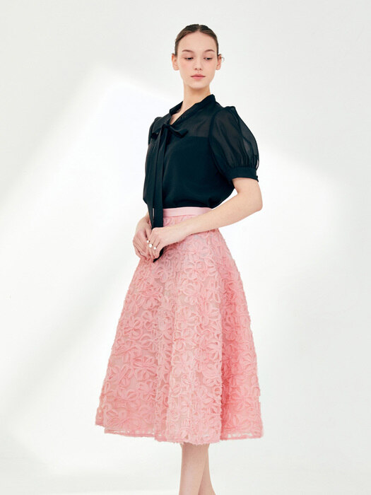 ERIN Floral chiffon full skirt (Light pink)